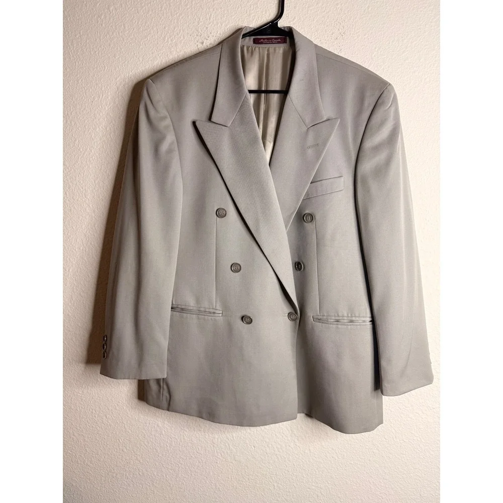 Vintage Brandini Trabaldo Togna Wool Double Breasted Blazer Jacket Grey 40S M